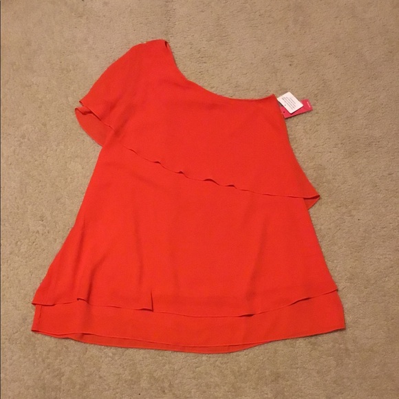 NEW One Shoulder Ruffled Orange Layered Dress - Picture 1 of 6